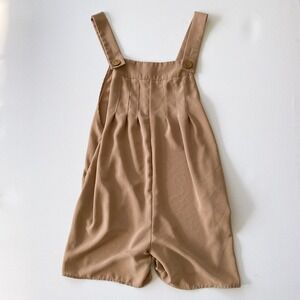 Emery Rose Romper Overalls Pleated Pockets Casual‎ Cute Khaki Size L